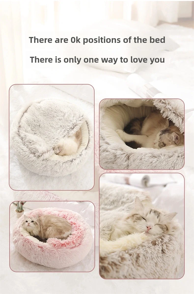 Autumn & Winter Plush Cat Nest – A Warm Hug for Your Pet