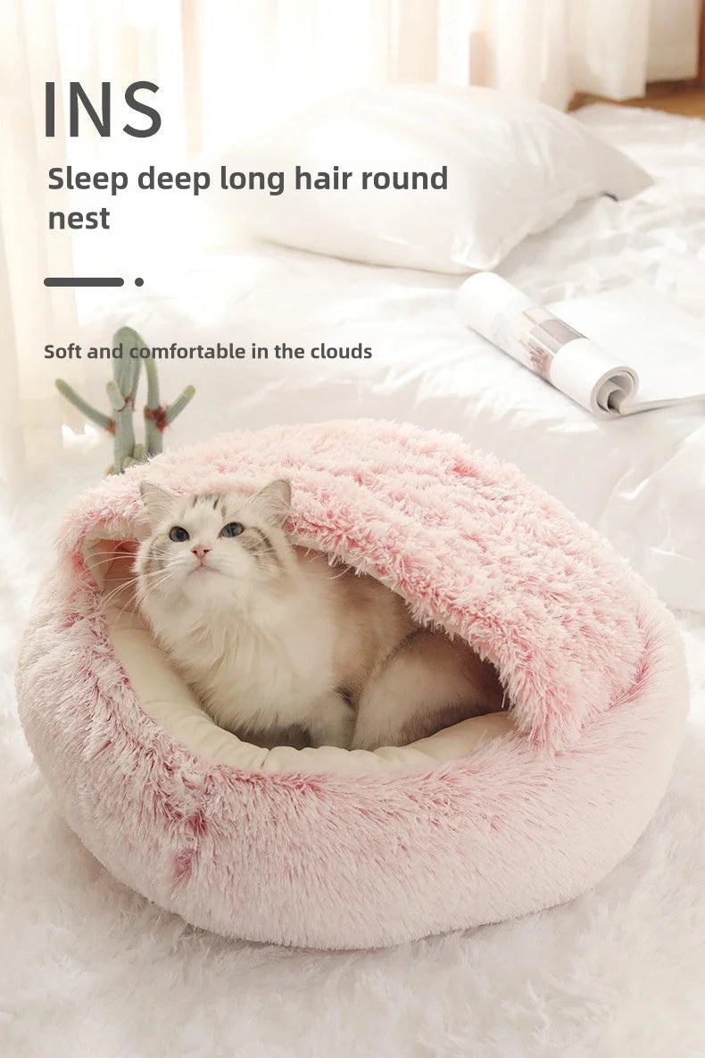 Autumn & Winter Plush Cat Nest – A Warm Hug for Your Pet