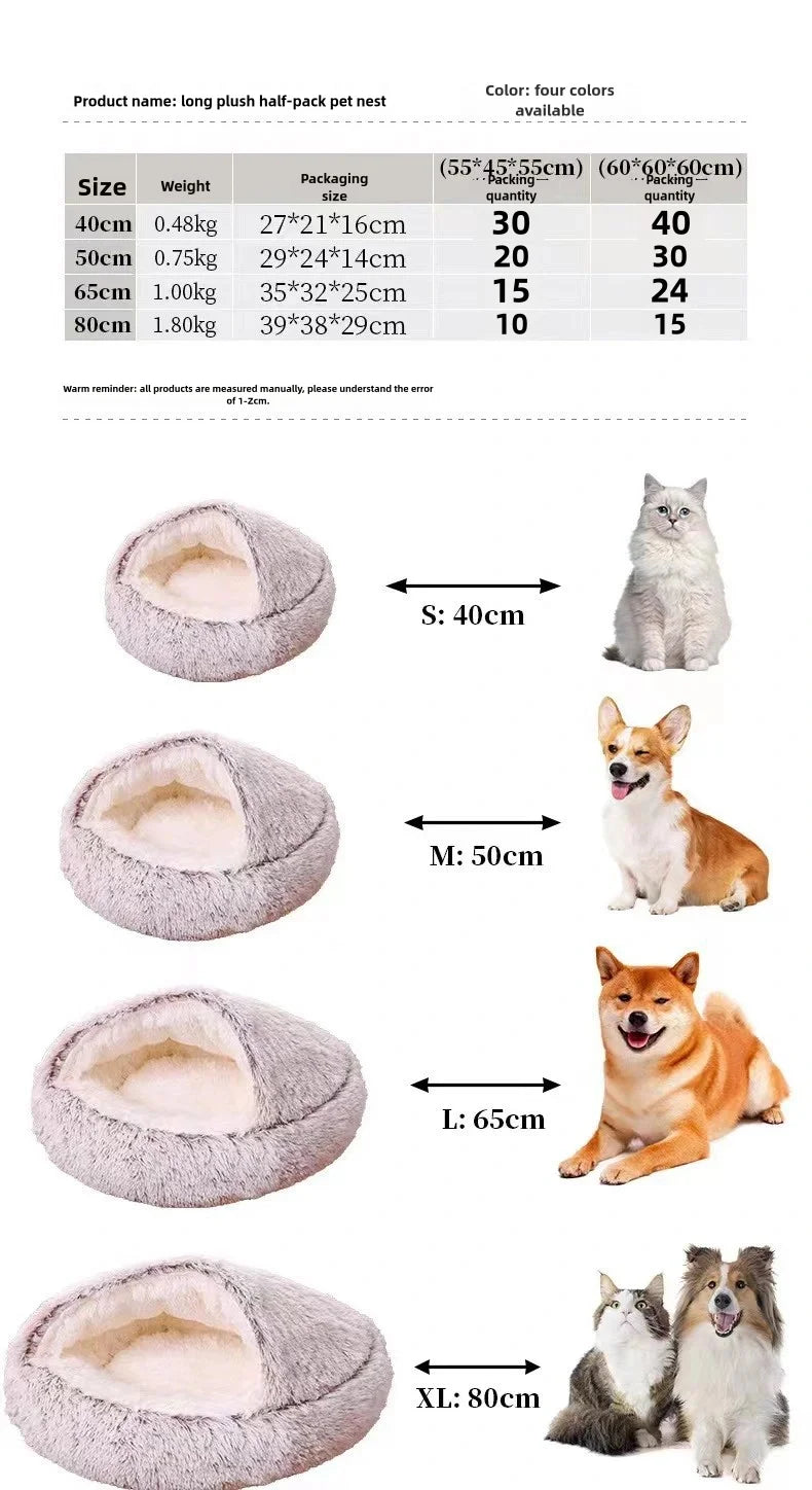 Autumn & Winter Plush Cat Nest – A Warm Hug for Your Pet