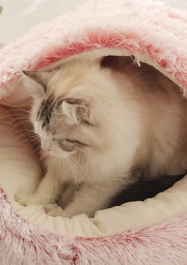 Autumn & Winter Plush Cat Nest – A Warm Hug for Your Pet