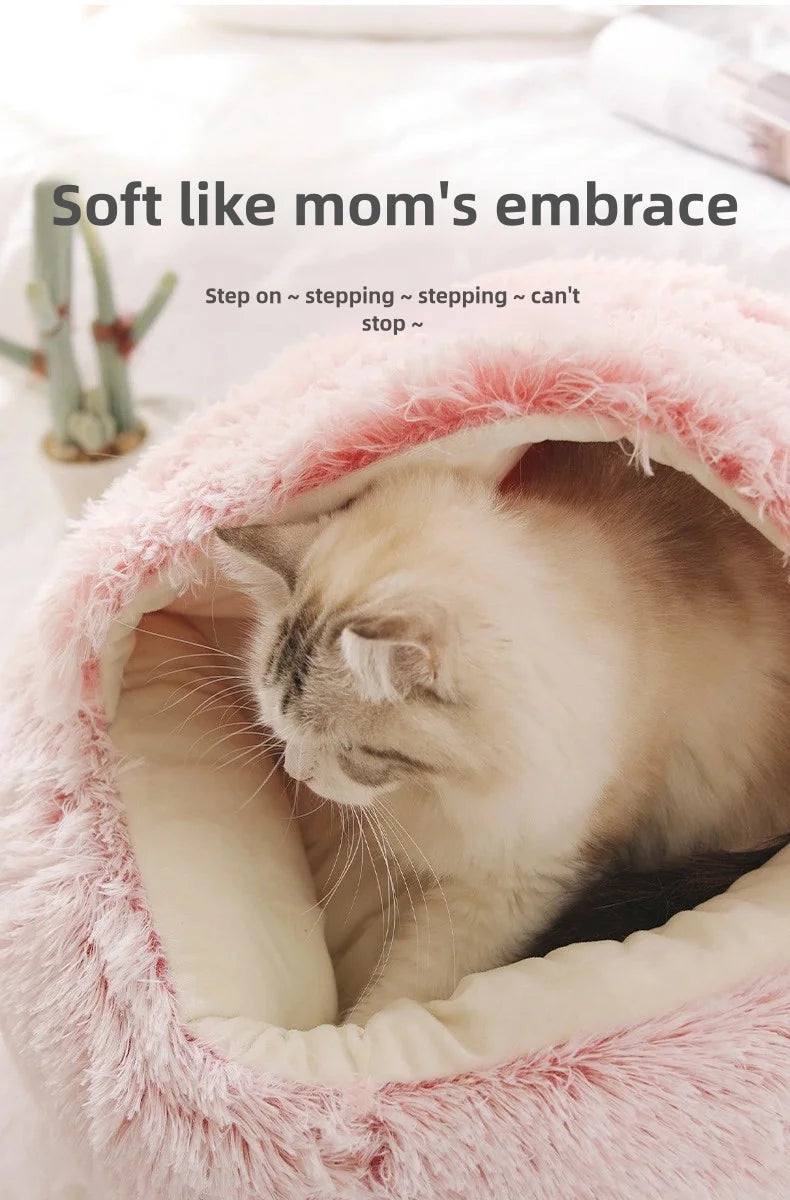 Autumn & Winter Plush Cat Nest – A Warm Hug for Your Pet