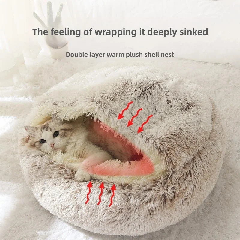 Autumn & Winter Plush Cat Nest – A Warm Hug for Your Pet
