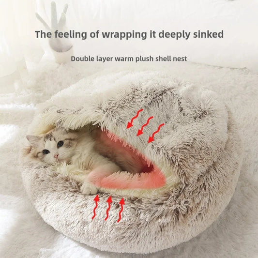 Autumn & Winter Plush Cat Nest – A Warm Hug for Your Pet