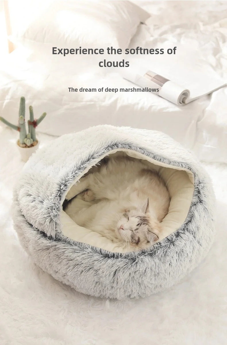 Autumn & Winter Plush Cat Nest – A Warm Hug for Your Pet