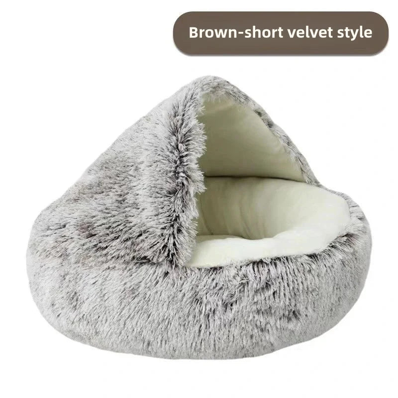 Autumn & Winter Plush Cat Nest – A Warm Hug for Your Pet
