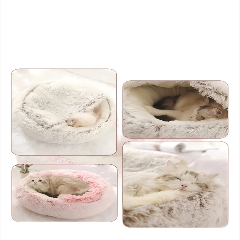 Autumn & Winter Plush Cat Nest – A Warm Hug for Your Pet