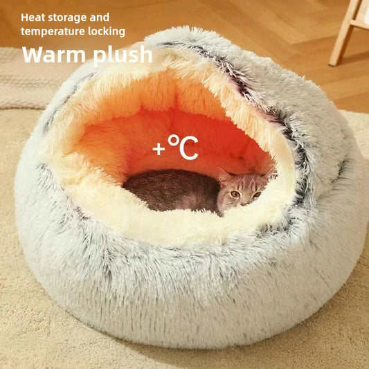 Autumn & Winter Plush Cat Nest – A Warm Hug for Your Pet