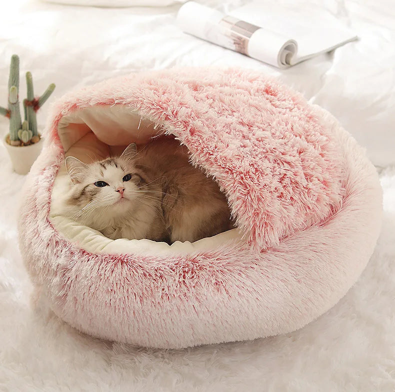 Autumn & Winter Plush Cat Nest – A Warm Hug for Your Pet