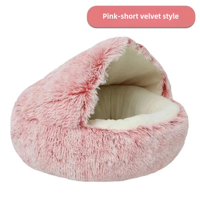 Autumn & Winter Plush Cat Nest – A Warm Hug for Your Pet