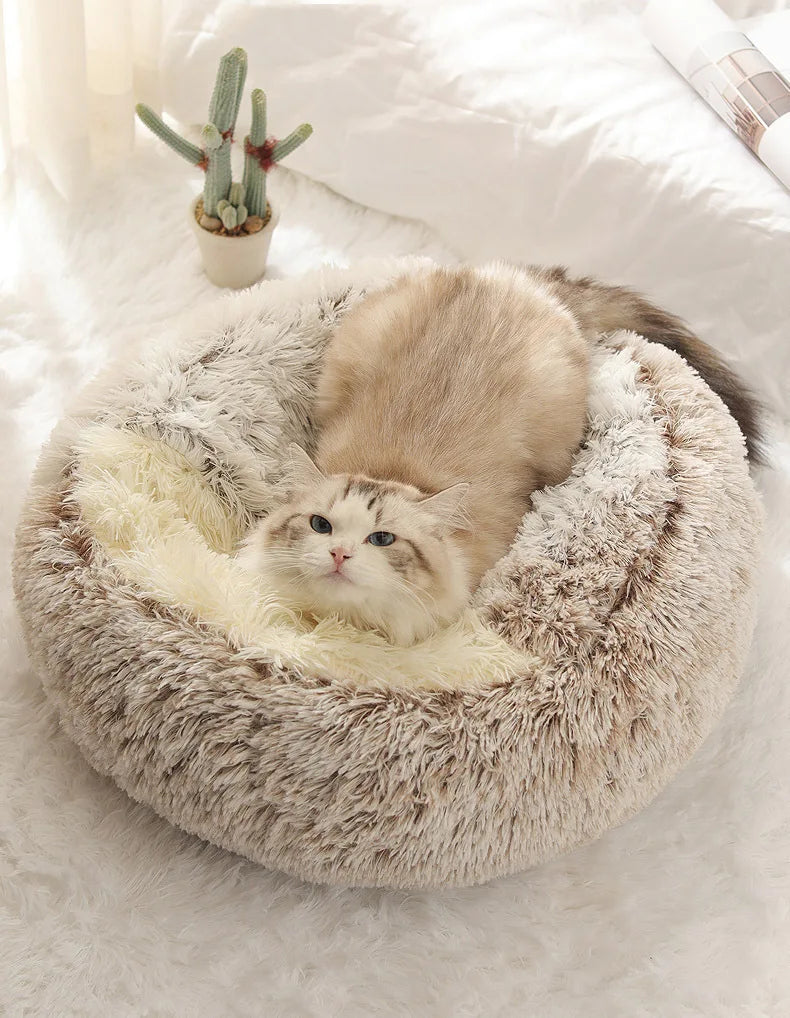 Autumn & Winter Plush Cat Nest – A Warm Hug for Your Pet