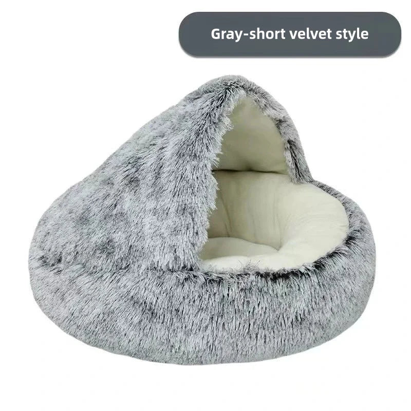 Autumn & Winter Plush Cat Nest – A Warm Hug for Your Pet
