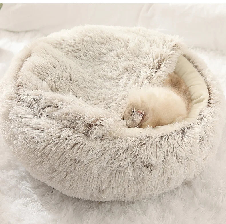 Autumn & Winter Plush Cat Nest – A Warm Hug for Your Pet