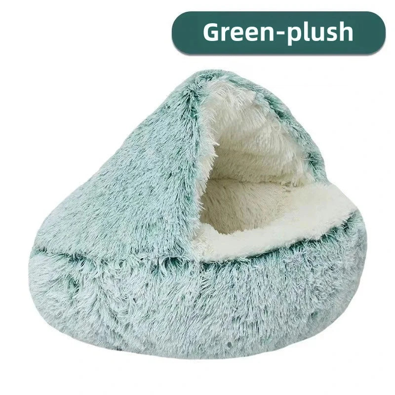 Autumn & Winter Plush Cat Nest – A Warm Hug for Your Pet