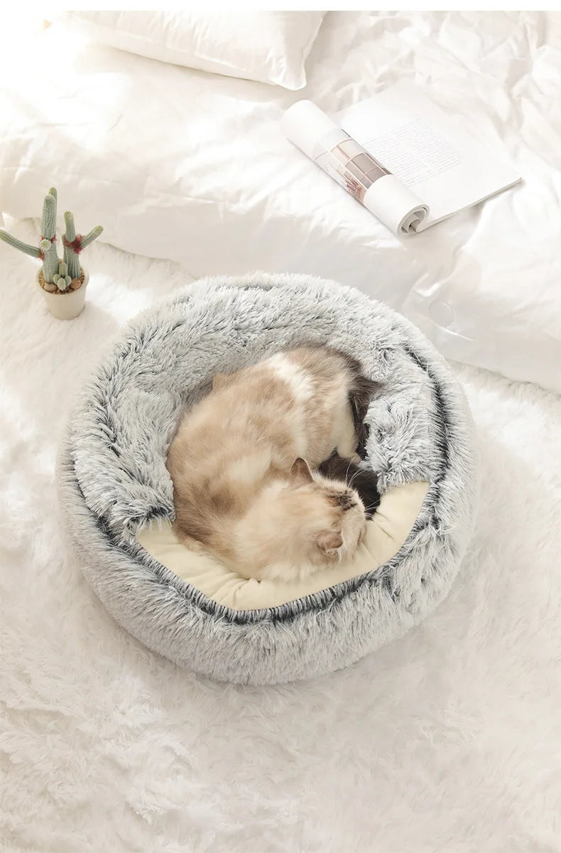 Autumn & Winter Plush Cat Nest – A Warm Hug for Your Pet