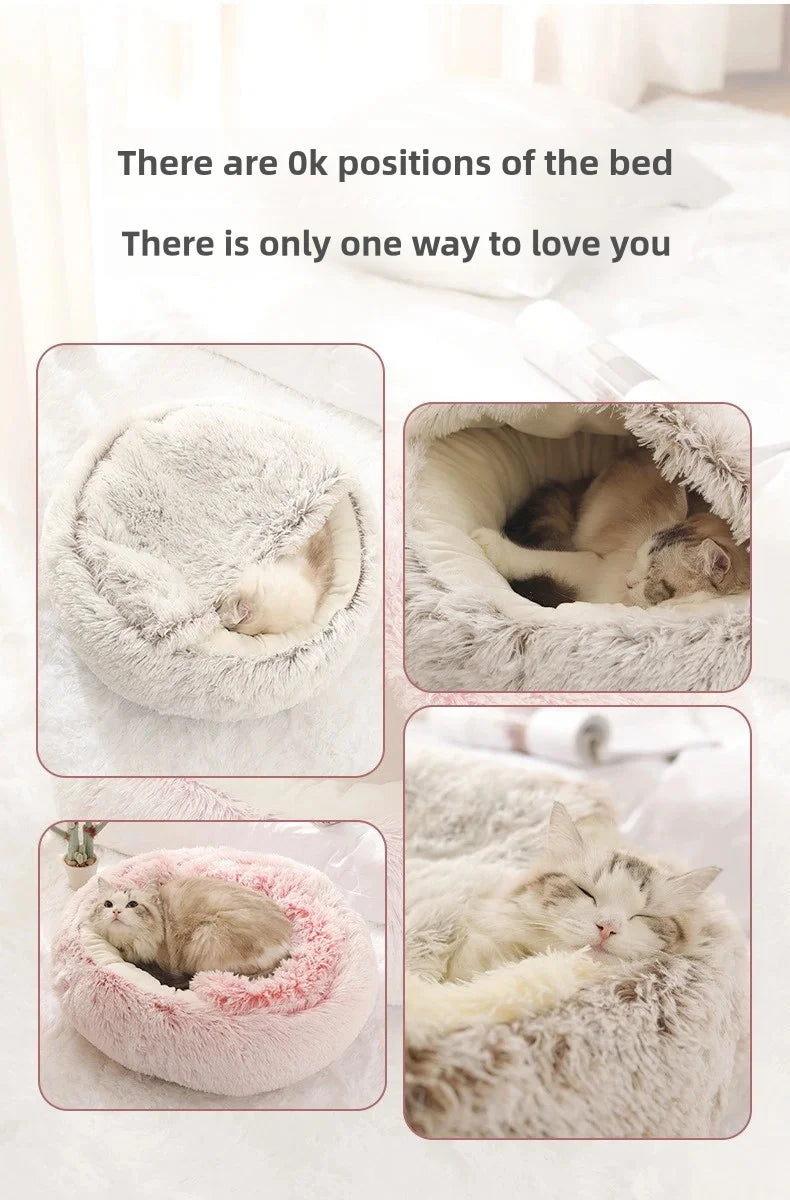 Autumn & Winter Plush Cat Nest – A Warm Hug for Your Pet